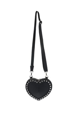 Black Heart Studded Cross Body Bag