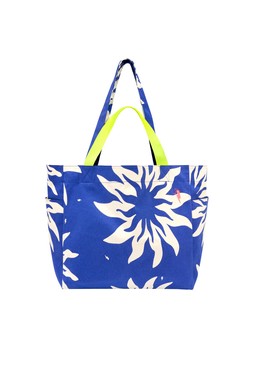 Bright Blue Sunstar and Wiggle Stripe Reversible Beach bag 1102