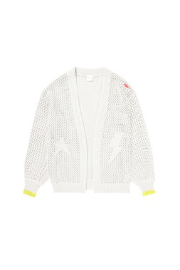 Cream Star and Lightning Bolt Knitted Crochet Cardigan