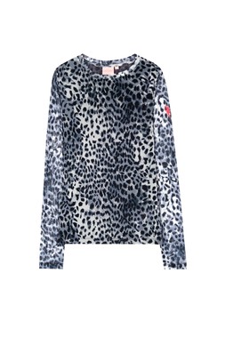 Grey Cheetah Mesh Top