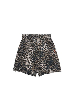 Khaki Cheetah Frill Hem Shorts 1061