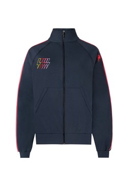 Navy Funnel Neck Zip Through Sweat Top