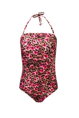 Neutral Paradise Cheetah Frill Bandeau Swimsuit