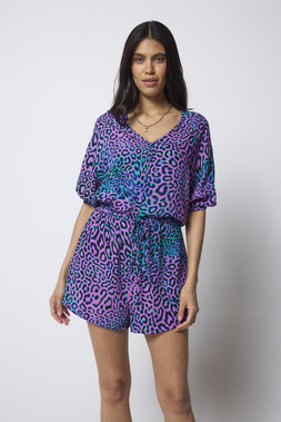 Pink with Green Leopard Ray Playsuit