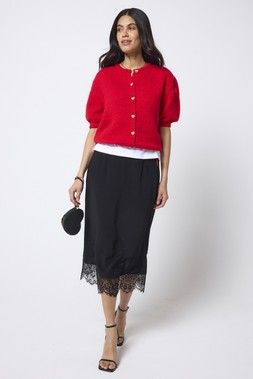 Red Short Sleeve Cardigan