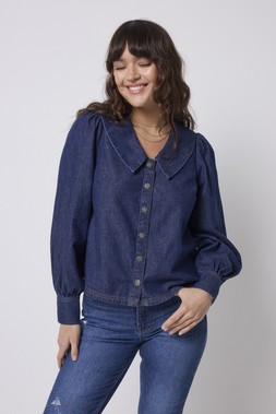 Indigo Denim Collared Blouse