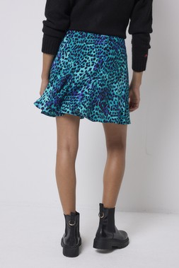 Turquoise with Blue Cheetah Skater Skirt