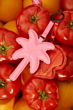 Neon Pink Palm and Red Shell Mirror Keyring