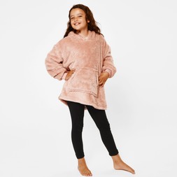 Kids Hooded Blanket - Teddy Blush