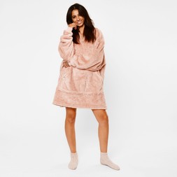 Adults Hoodie Blanket - Teddy Blush