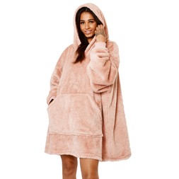 Adults Hoodie Blanket - Teddy Blush