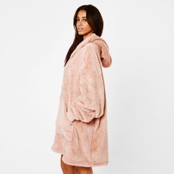 Adults Hoodie Blanket - Teddy Blush