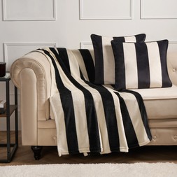 OHS Stripe Print Ultra Soft Throw - Monochrome