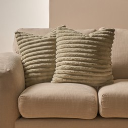 OHS Faux Fur Thick Ribbed Cushion Covers - Sage - £8.50