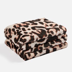 OHS Leopard Print Ultra Soft Throw - Natural