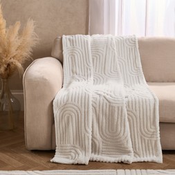OHS Tufted Arches Teddy Fleece Throw - Stone