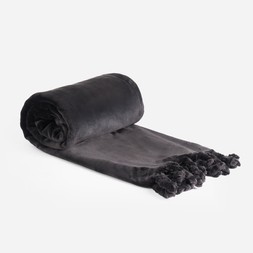 OHS Ultra Soft Tassel Throw - Black