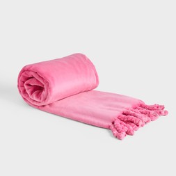 OHS Ultra Soft Tassel Throw - Hot Pink