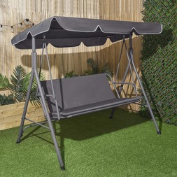 OHS 3 Seater Swing Bench With Canopy - Charcoal - £91