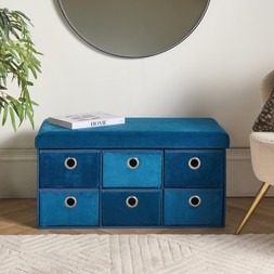 OHS Matte Velvet 6-Drawer Storage Chest - Teal