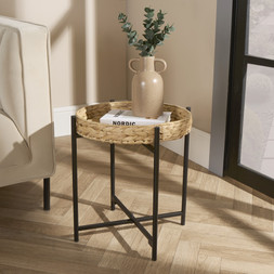 OHS Seagrass Detachable Round Top Tray Table - Natural/Black