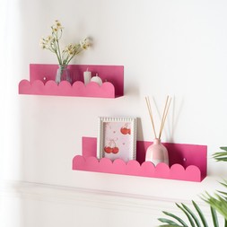 OHS Set of 2 Scallop Shelves - Hot Pink