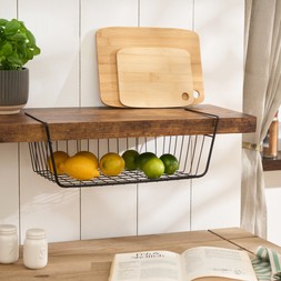 OHS Metal Wire Under Shelf Basket - Black