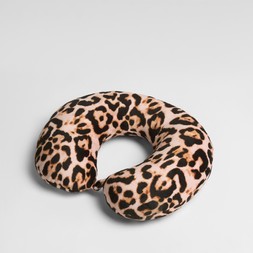 OHS Leopard Print Travel Neck Pillow - Natural